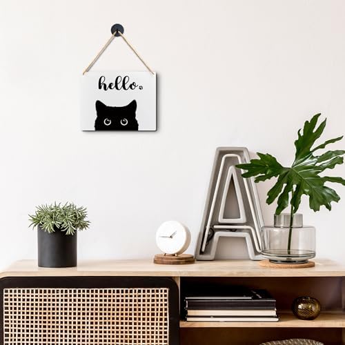 Lacosu Wall Pediment Cat Welcome Sign 8x10 Inches