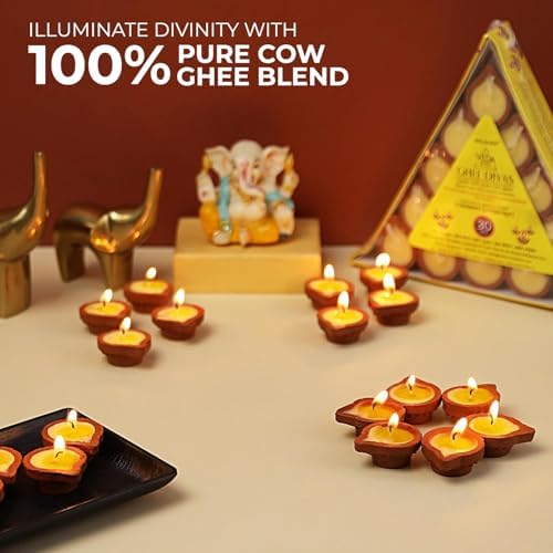 Welburn VedaCo Pure Cow Ghee Diya Set - 30 Pieces