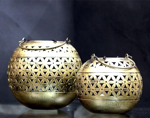 ZainArtistry Decorative Brass Bowls with Floral Design Candle Holder