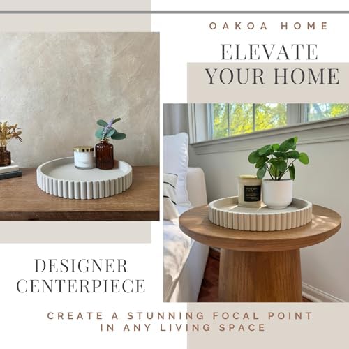 OAKOA Concrete Round Decorative Tray - Modern Home Decor