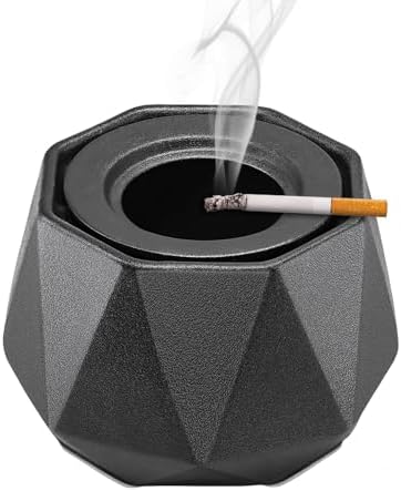 Wewow Ceramic Ashtray with Lid for Home and Outdoor Use