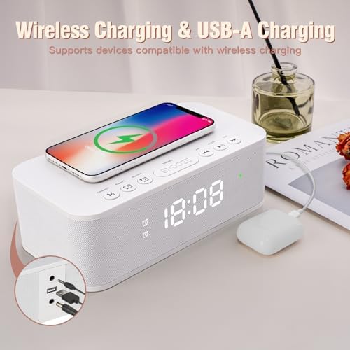 Dual Alarm Clock Radio with Bluetooth and White Noise