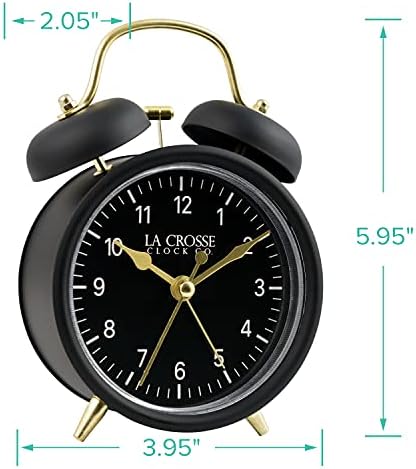 La Crosse 617-3314BG Black Twin Bell Alarm Clock