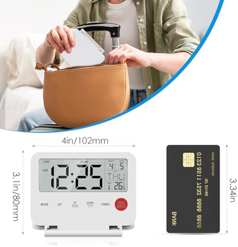 AMIR Travel Alarm Clock with Snooze and Calendar