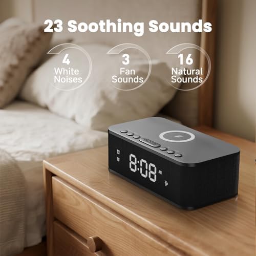 Digital Alarm Clock with White Noise and Bluetooth
