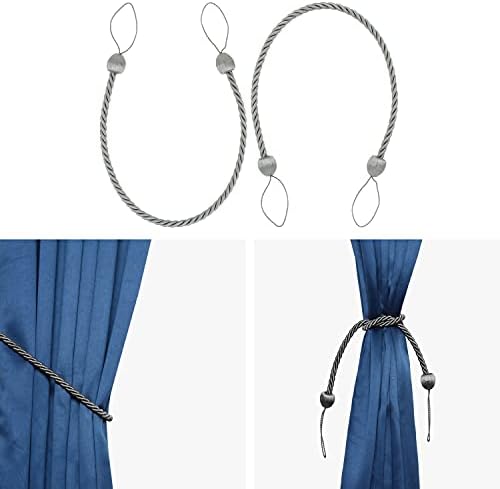 2 Pack Charcoal Polyester Curtain Tiebacks 1
