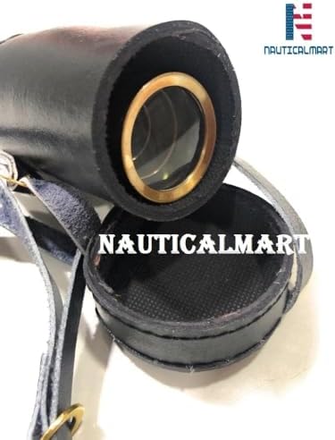 NauticalMart Marine Brass Telescope 6 Inch Antique Finish with Leather Case