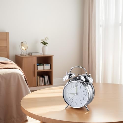 Metal Twin Bell Alarm Clock with Luminous Hands