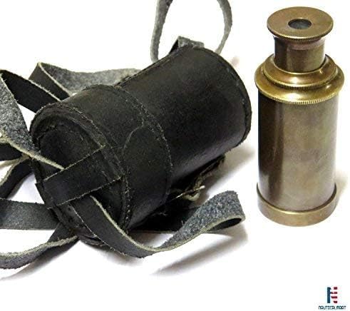 NauticalMart Marine Brass Telescope 6 Inch Antique Finish with Leather Case