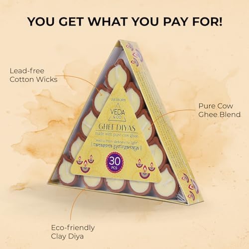 Welburn VedaCo Pure Cow Ghee Diya Set - 30 Pieces