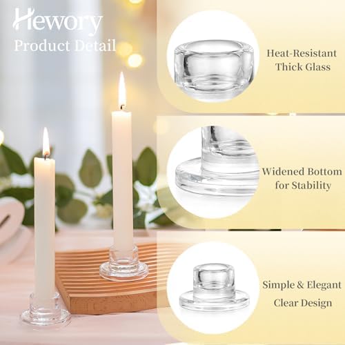 Hewory 20PCS Clear Taper Candle Holders Set