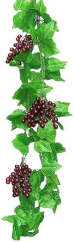 Lifelike Plastic Grape Vine with Leaves 4 Pieces 92 Meters