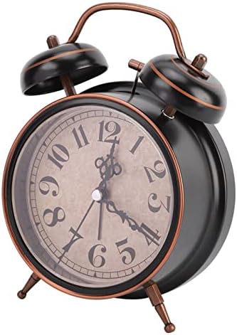 Tbest Double Clock 4in Retro Alarm Clock with Night Light
