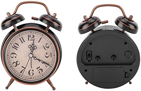 Tbest Double Clock 4in Retro Alarm Clock with Night Light