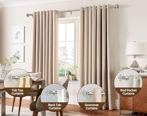 KAMANINA 1 Inch Curtain Rods Adjustable 32-58 Inches Antique Silver