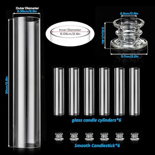 6 Sets Modern Candle Stand with Chimney Covers for Tapered Candles