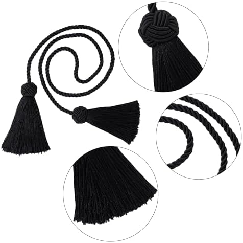 4 Pack Black Curtain Tiebacks With Tassels