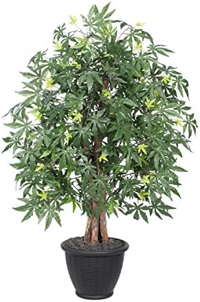 Vickerman 4 Foot Artificial Japanese Maple Bush with Decorative Container