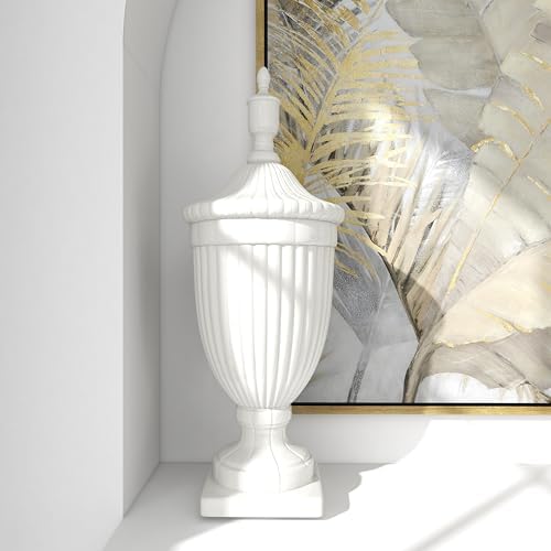 Deco 79 White Ceramic Decorative Urn Jar with Lid