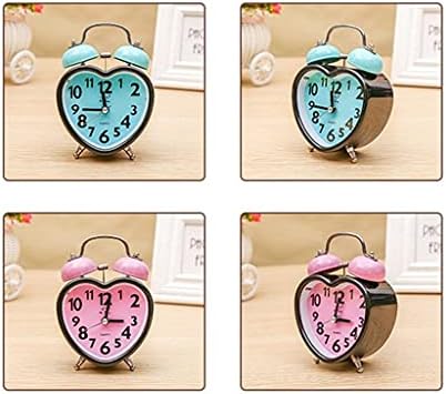 Heart Shape Double Bell Alarm Clock with Nightlight Pink