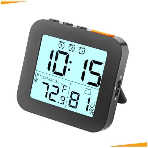 WinFong Small Digital Alarm Clock with 3 Bells and Humidity Temperature Display