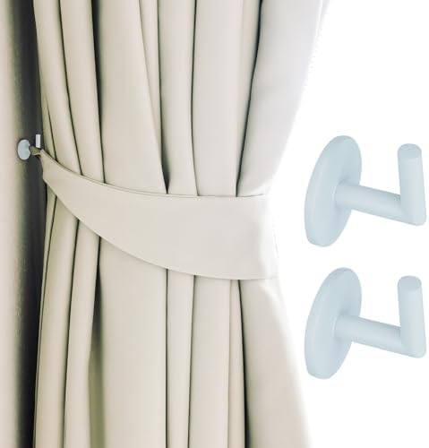 ARNORX L Shaped Curtain Tiebacks Set of 2 White