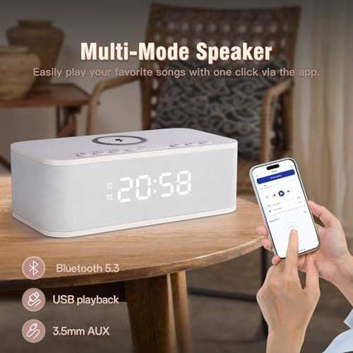 Dual Alarm Clock Radio with Bluetooth and White Noise