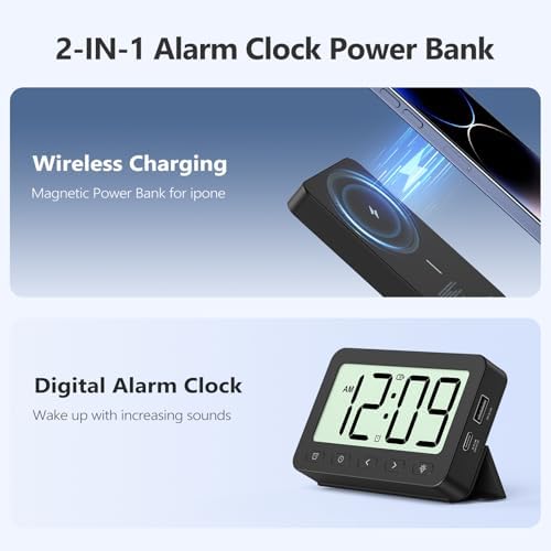 ANJANK Digital Travel Alarm Clock with MagSafe Charging