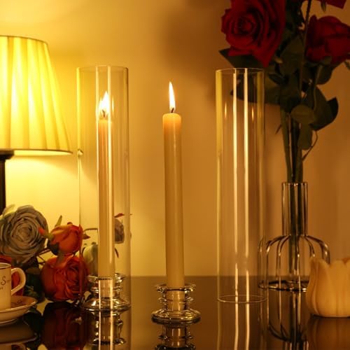 6 Sets Modern Candle Stand with Chimney Covers for Tapered Candles