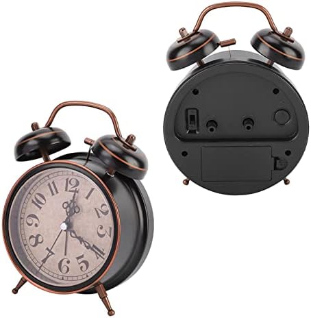 Tbest Double Clock 4in Retro Alarm Clock with Night Light
