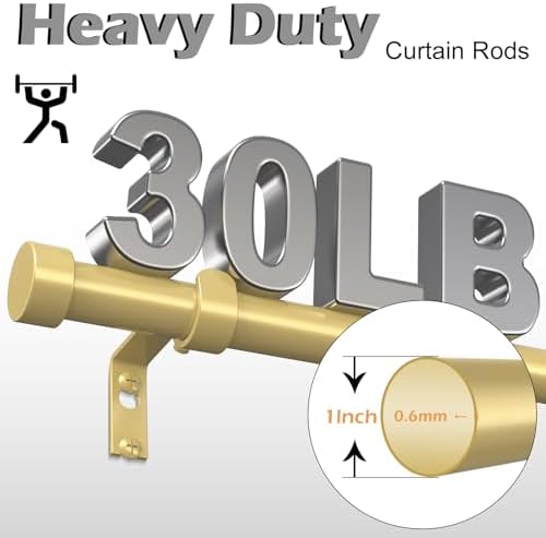 OLV 2 Pack Gold Curtain Rods for Windows 48-84 Inch
