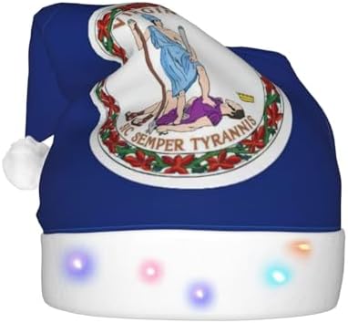 Virginia State Flag Christmas Hat With LED Lights