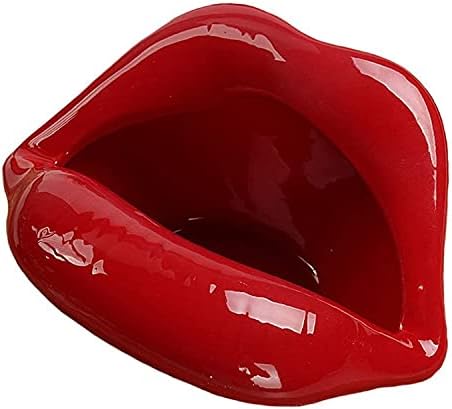 Creative Ceramic Ashtray with Lips Design Dark Red