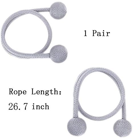 Farmhouse Curtain Tiebacks 2 Pack Silver Gray Woven Rope Holdbacks