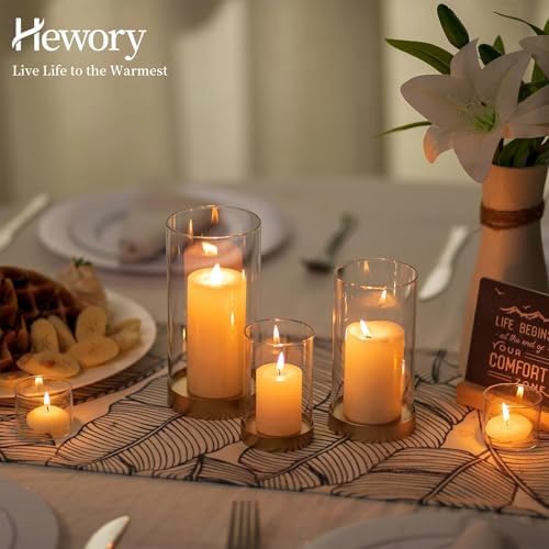 Hewory Gold Hurricane Candle Holder Set of 6
