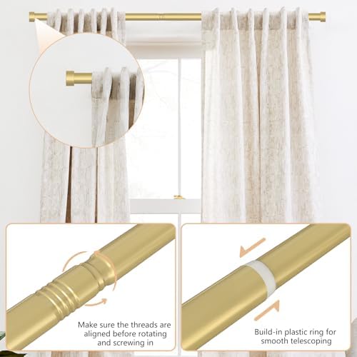 OLV 2 Pack Gold Curtain Rods for Windows 48-84 Inch