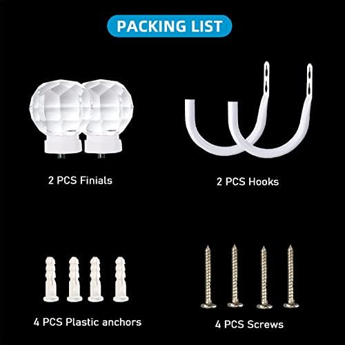 2Pack Curtain Holdbacks with Clear Crystal Balls and Metal Hooks