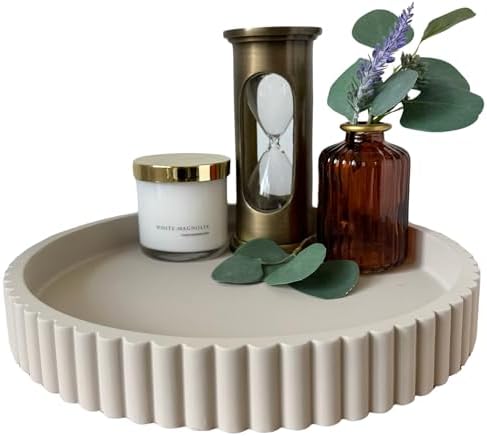 OAKOA Concrete Round Decorative Tray - Modern Home Decor