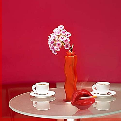 Creative Ceramic Ashtray with Lips Design Dark Red