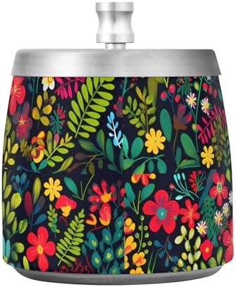Colorful Bright Little Flowers Ashtray with Lid