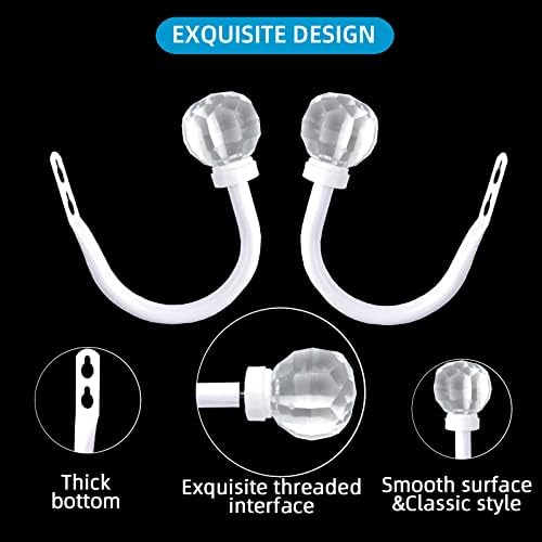 2Pack Curtain Holdbacks with Clear Crystal Balls and Metal Hooks