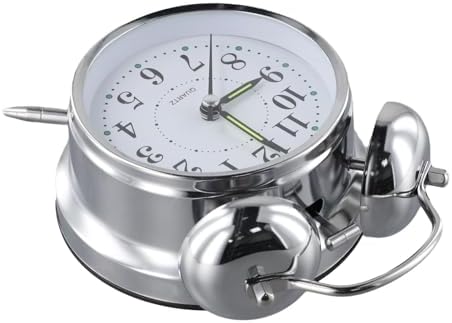 Chrome Finish Double Bell Wind Up Alarm Clock with Luminous Hands
