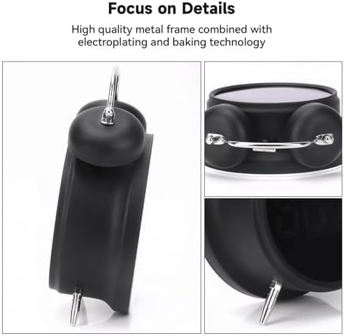 Super Loud Digital Alarm Clock with LED Display and Double Bell Sound