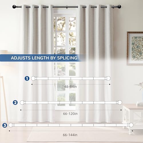 Black Curtain Rod 66-120 Inch Adjustable Heavy Duty