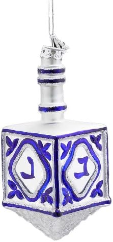 Kurt Adler 4-14 Inch Glass Jewish Dreidel Hanukkah Ornament