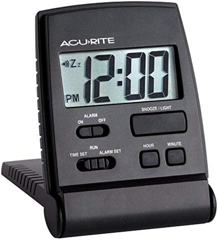 AcuRite LCD Travel Alarm Clock Black