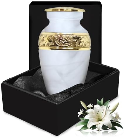 Solace Forever Small Urn for Human Ashes - White Keepsake Urn