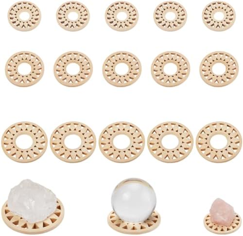 15Pcs Crystal Ball Display Stand Wooden Pedestals