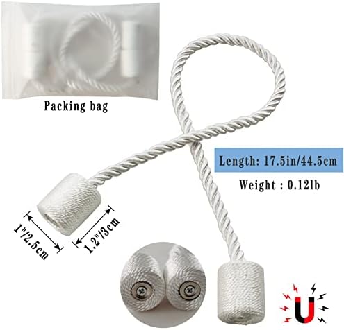 Hangtty Magnetic Curtain Tiebacks 6 Pack White Holdbacks