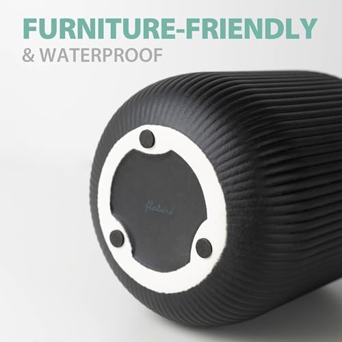 Flature Ceramic Vase with Grooves - Matte Black 20cm